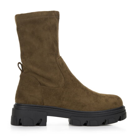 Damskie botki z elastyczną cholewką zielone 97-DP-801-Z