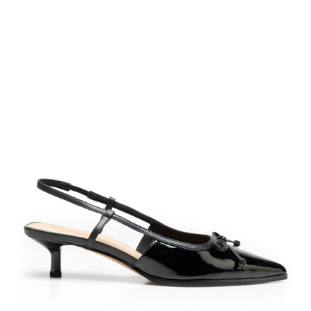 Damskie czółenka ze skóry lakierowanej w szpic czarne 102-D-351-1