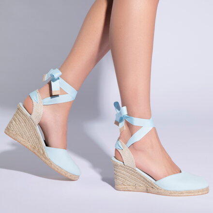 Damskie espadryle z wycięciem niebieskie 96-DP-801-N
