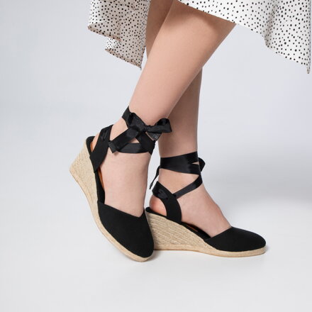 Damskie espadryle z wycięciem wiązane 98-DP-801-1