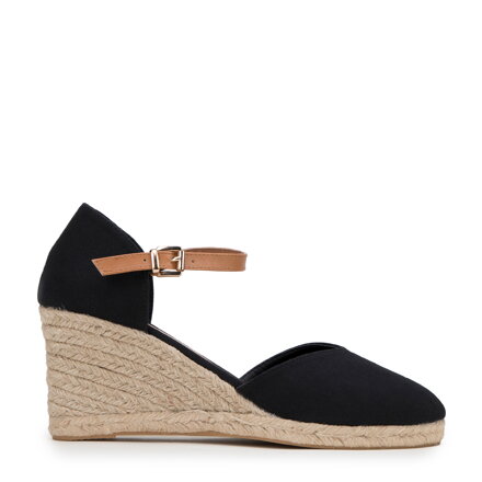 Damskie espadryle z zapięciem na pasek czarne 100-P-814-1