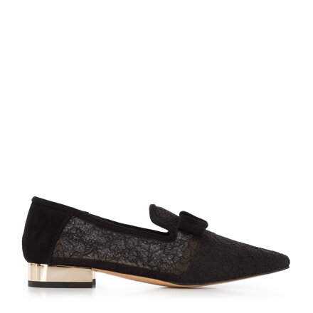 Damskie lordsy transparentne na niskim obcasie czarne 96-D-505-1
