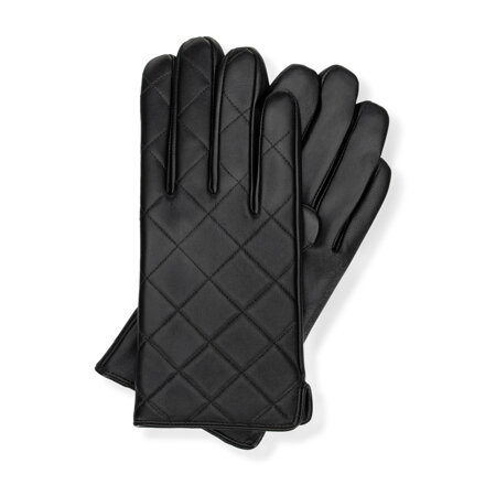 Męskie rękawiczki ze skóry naturalnej z przeszyciami czarne 39-6L-038-1