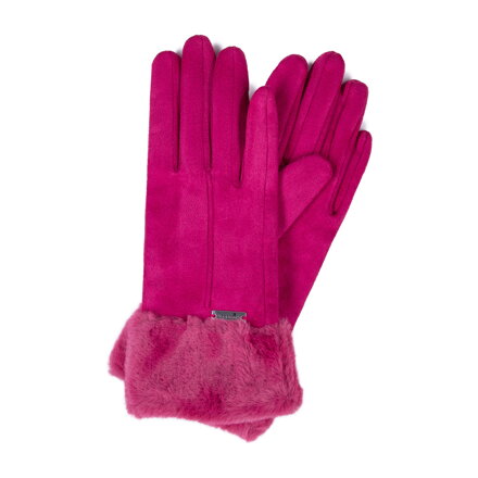 Damskie rękawiczki ze sztucznym futerkiem różowe 39-6P-010-PP