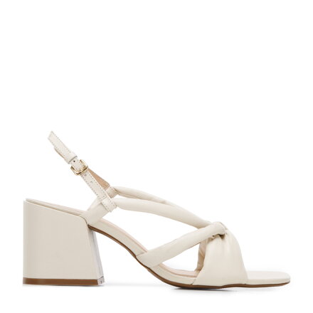 Damskie sandały skórzane z supełkiem kremowe 94-D-755-0 Damskie sandały skórzane z supełkiem kremowe 94-D-755-0