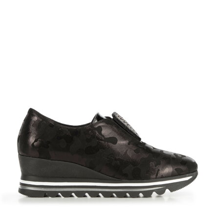 Damskie sneakersy metaliczne na platformie czarne 95-D-651-1