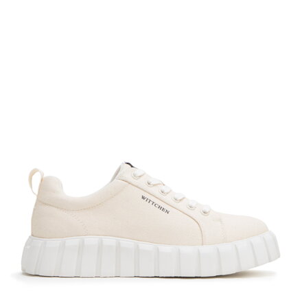 Damskie sneakersy na platformie jasny beż 98-D-959-9