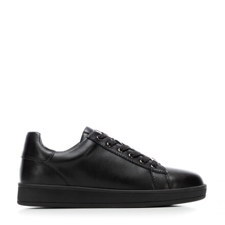 Damskie sneakersy skórzane na platformie czarne 101-D-972-1