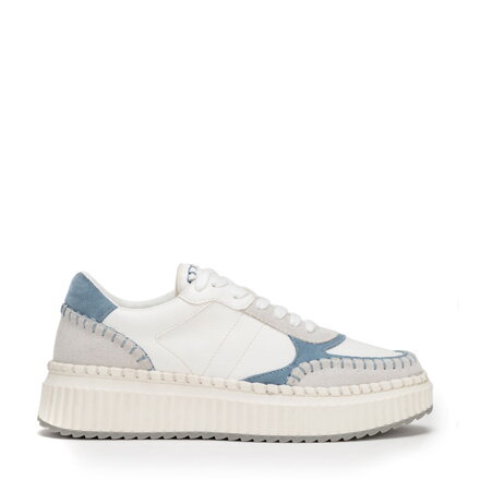 Damskie sneakersy z ekoskóry i skóry zamszowej niebieskie 100-DP-404-7