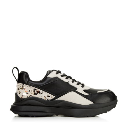 Damskie sneakersy z połyskującą wstawką czarno-beżowe 96-D-952-1