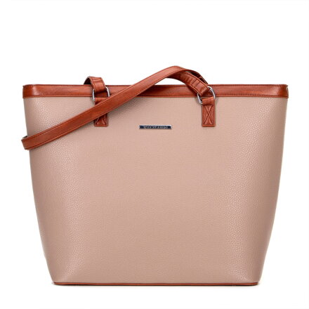 Veľká dámska shopper kabelka z ekokože, béžovo-hnedá 100-4Y-006-9S
