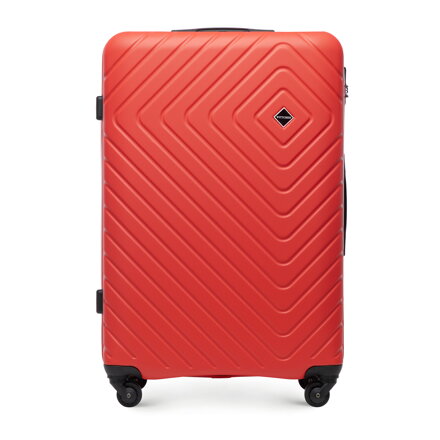 Duża walizka z ABS-u z geometrycznym tłoczeniem czerwona 56-3A-753-30