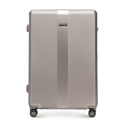 Duża walizka z polikarbonu w pionowe tłoczenia szampańska 56-3P-901-86