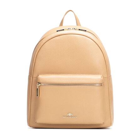 Duży plecak damski ze skóry naturalnej groszkowej beżowy 102-4E-621-9