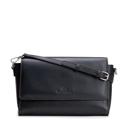 Elegancka listonoszka ze skóry naturalnej z logo czarna 102-4E-210-1