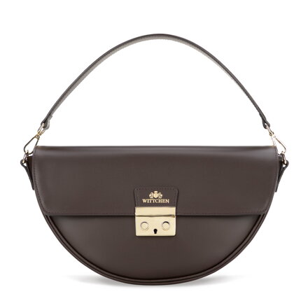 Elegancka torebka na ramię ze skóry naturalnej brązowa 102-4E-002-4