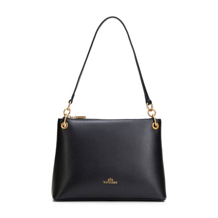 Elegancka torebka na ramię ze skóry naturalnej czarna 102-4E-612-1