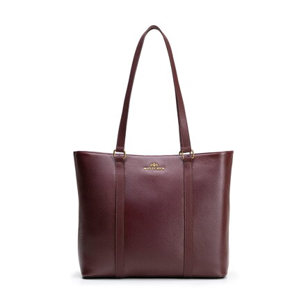 Elegancka torebka shopperka ze skóry naturalnej bordowa 102-4E-209-3