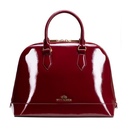 Elegancki damski kuferek ze skóry lakierowanej bordowy 102-4E-203-3