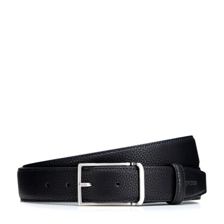 Elegancki męski pasek ze skóry naturalnej groszkowej czarny 102-8M-101-11