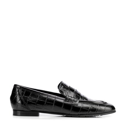 Eleganckie mokasyny damskie ze skóry naturalnej croco czarne 103-D-100-1