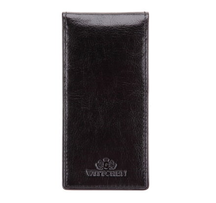 Etui na karty kredytowe skórzane pionowe czarne 21-2-170-1