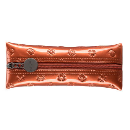 Etui na klucze ze skóry lakierowanej z monogramem pomarańczowe 34-2-135-6S