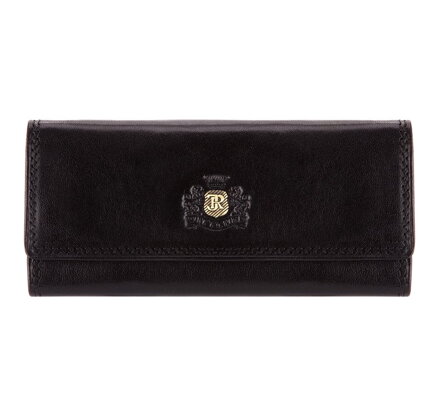 Etui na klucze skórzane z monogramem czarne 39-2-098-1
