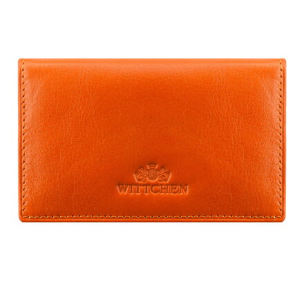 Etui na wizytówki skórzane poziome pomarańczowe 21-2-052-6