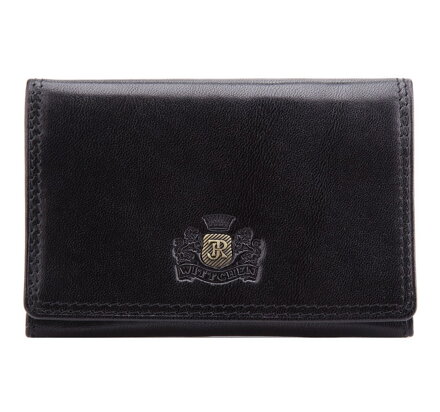 Etui na wizytówki skórzane z monogramem czarne 39-2-101-1