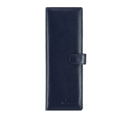 Damskie etui na wizytowki ze skóry licowej granatowe 81-1-406-7
