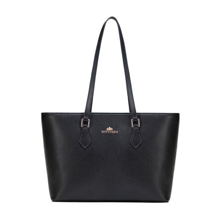 Klasyczna damska shopperka ze skóry naturalnej czarna 102-4E-626-1