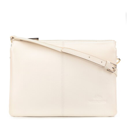 Klasyczna listonoszka skórzana z przeszyciem pośrodku kremowa 101-4E-608-0