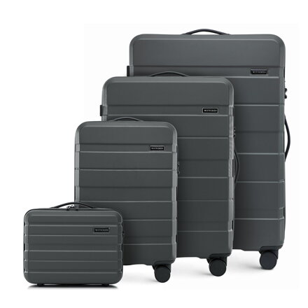 Komplet walizek z ABS - u w poziome pasy szary 56-3A-10K-01