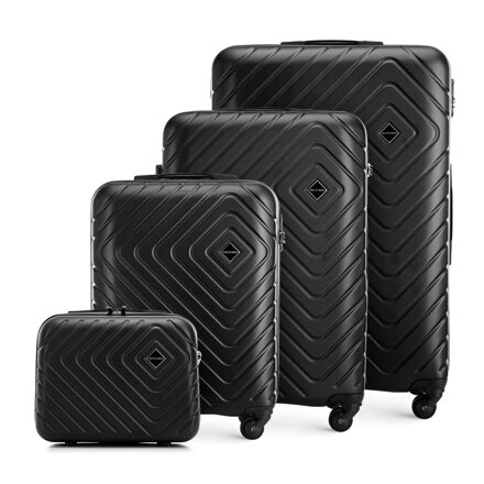 Komplet walizek z ABS-u z geometrycznym tłoczeniem czarny 56-3A-75K-11