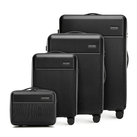 Komplet walizek z ABS-u z pionowymi paskami czarny 56-3A-80K-10