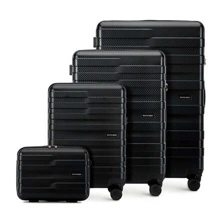 Komplet walizek z polikarbonu w poziome pasy czarny 56-3P-58K-10