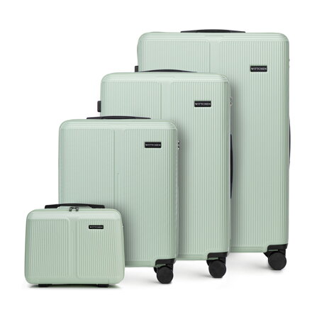 Komplet walizek z ABS-u w drobne paski miętowy 56-3A-60K-80P