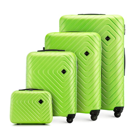 Komplet walizek z ABS-u z geometrycznym tłoczeniem limonkowy 56-3A-75K-86