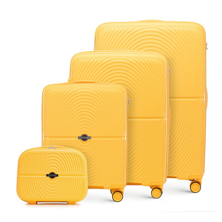 Komplet walizek z polipropylenu w okręgi żółty 56-3T-30K-50
