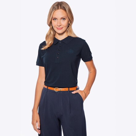 Koszulka polo damska z bawełny granatowa D0-99-101-N