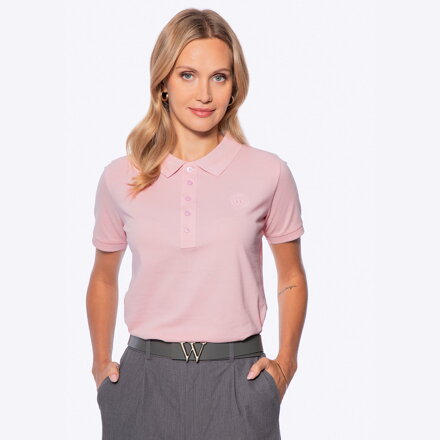 Koszulka polo damska z bawełny różowa D0-99-101-P
