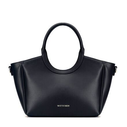 Kuferek damski z ekoskóry z okrągłymi rączkami czarny 102-4Y-905-1