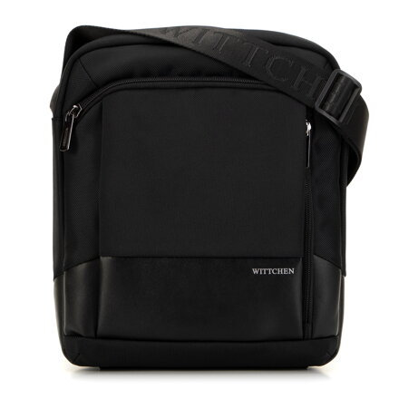 Pánska crossbody taška s ekokoženými prvkami čierna 99-4P-210-1