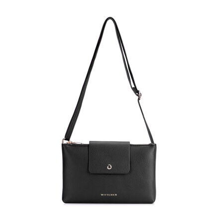 Crossbody kabelka s chlopňou a zipsami – čierna so zlatými detailmi Wittchen 104-4Y-506-1