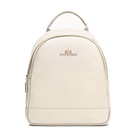 Mały plecak damski ze skóry naturalnej groszkowej kremowy 102-4E-624-0