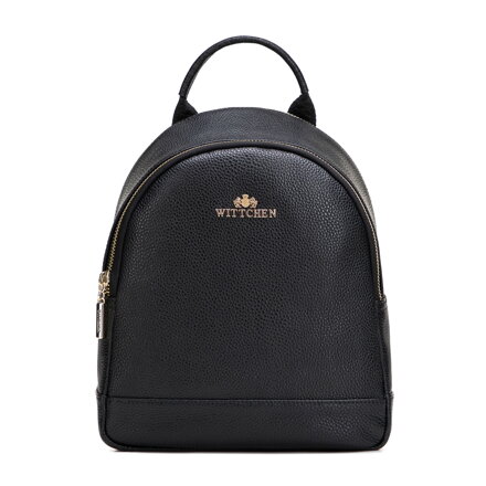 Mały plecak damski ze skóry naturalnej groszkowej czarny 102-4E-624-1