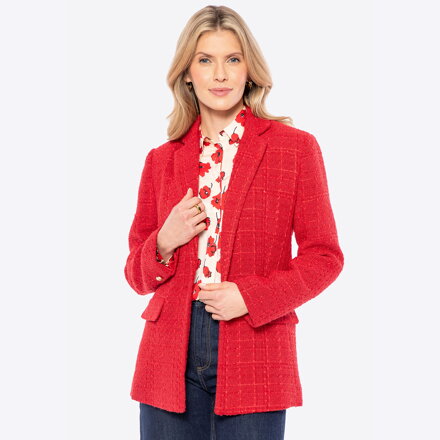 Marynarka z tkaniny boucle czerwona 100-9X-500-3