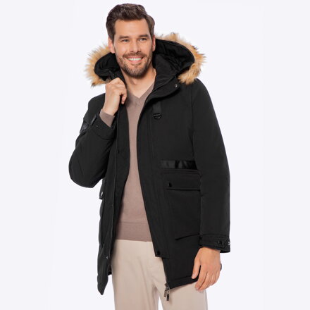 Męska kurtka ocieplana prosta czarna 97-9D-950-1