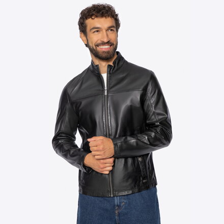 Męska kurtka z naturalnej skóry owczej czarna 101-09-850-1